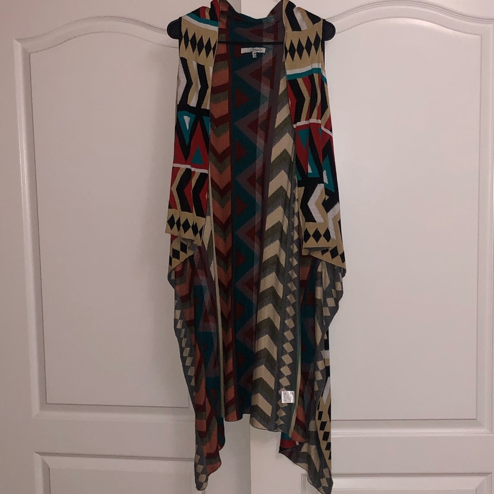 Multicolor Long Kimono Vest